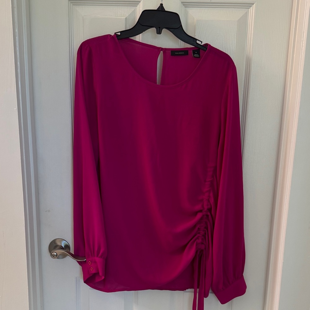 Halogen Magenta Ruched Blouse